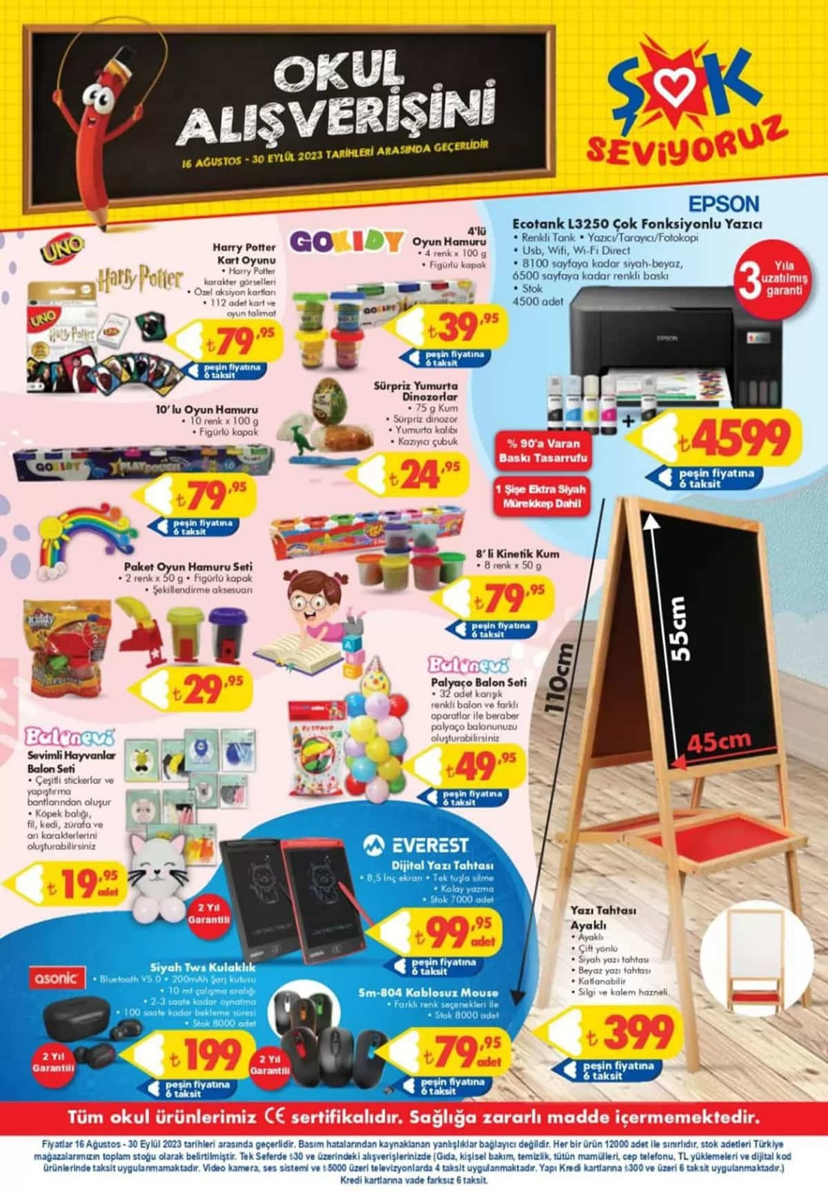 ŞOK KIRTASİYE ÜRÜNLERİ 30 AĞUSTOS