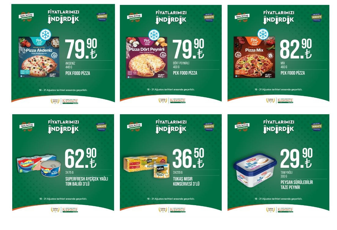 Tarım Kredi Marketleri 31 Ağustos indirimli ürünler kataloğu için son günler... Temizlik ürünleri, temel gıda, bakliyat, içecek çeşitleri ve kahvaltılık ürünlerde kampanya fırsatı
