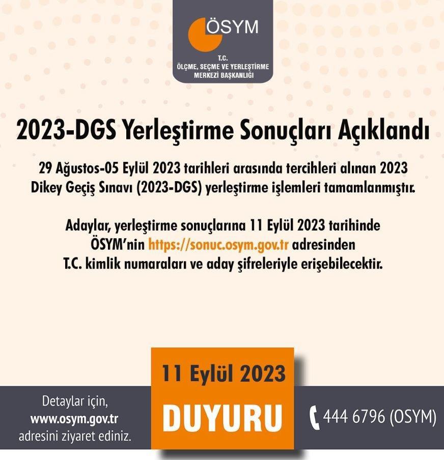 DGS TERCİH SONUÇLARI AÇIKLANDI