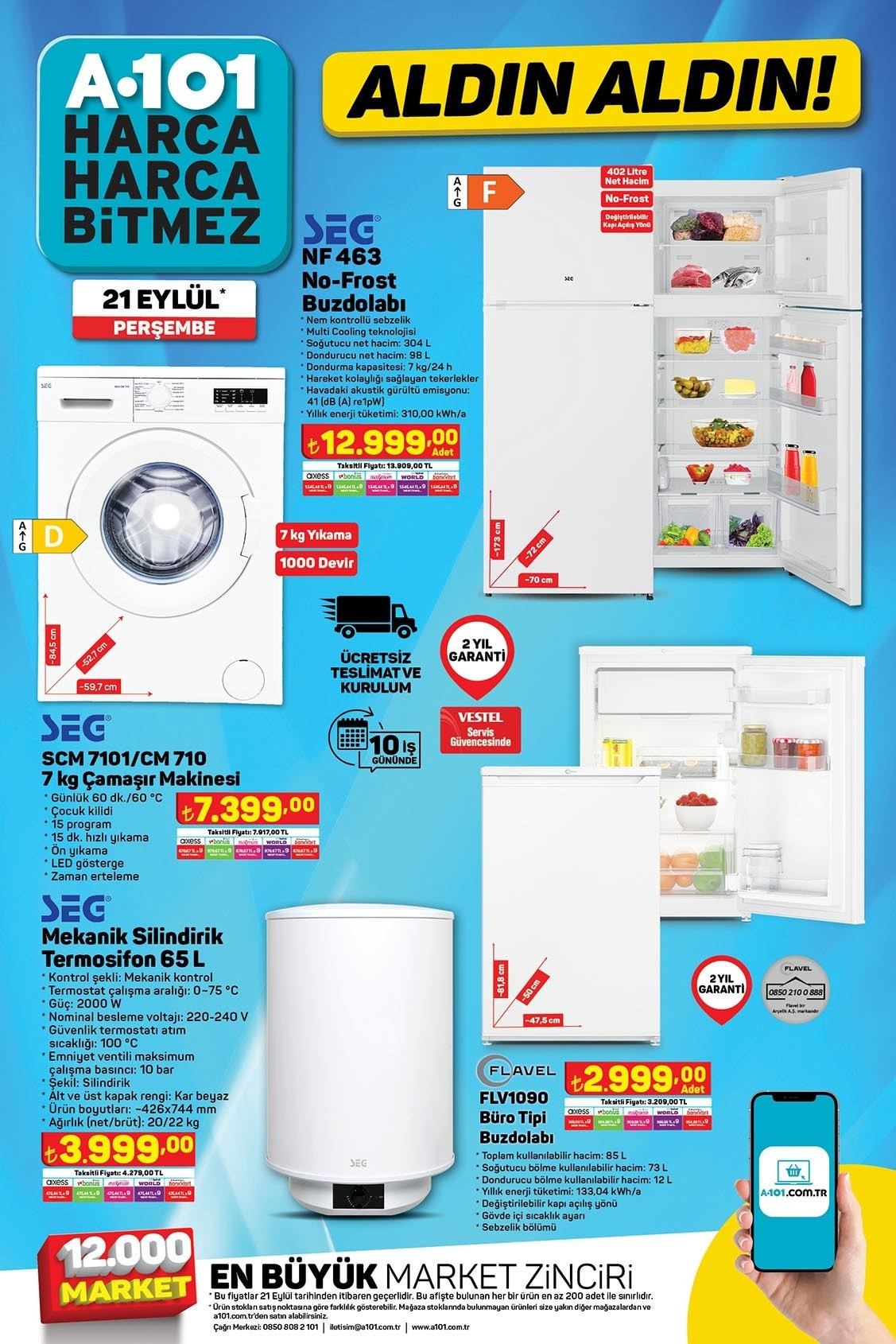 SATIŞTA A101 21 Eylül aktüel ürünler kataloğu 2023 | Full HD Android 13 Smart Led Tv, Airfryer Yağsız Fritöz, Overlok Makinesi  bu perşembe A101de...