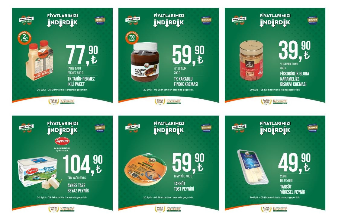 Tarım Kredi Marketi’nde 47 üründe indirim fırsatı… Tarım Kredi 5 Ekim Kataloğu: Salça, Zeytinyağı, bakliyat ürünleri, tuvalet kağıdı ve şarküteri ürünleri