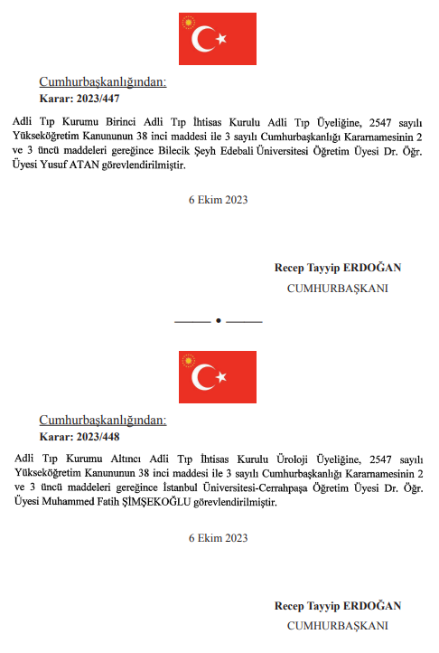 7 Ekim Cumartesi Resmi Gazete kararları belli oldu Resmi Gazetede atama kararı... Gelir İdaresi Başkanlığı ve Türkiye Uzay Ajansı Başkanlığı ataması yayımlandı