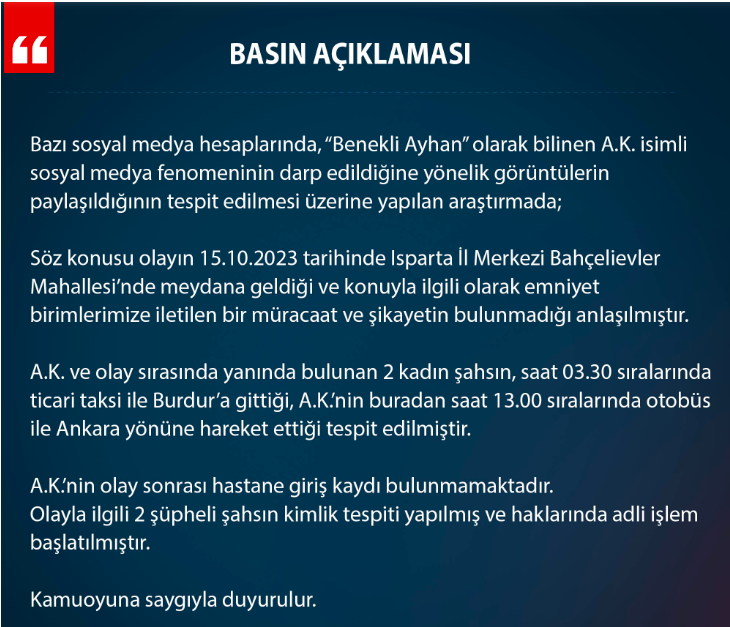 VALİLİKTEN AÇIKLAMA YAPILDI