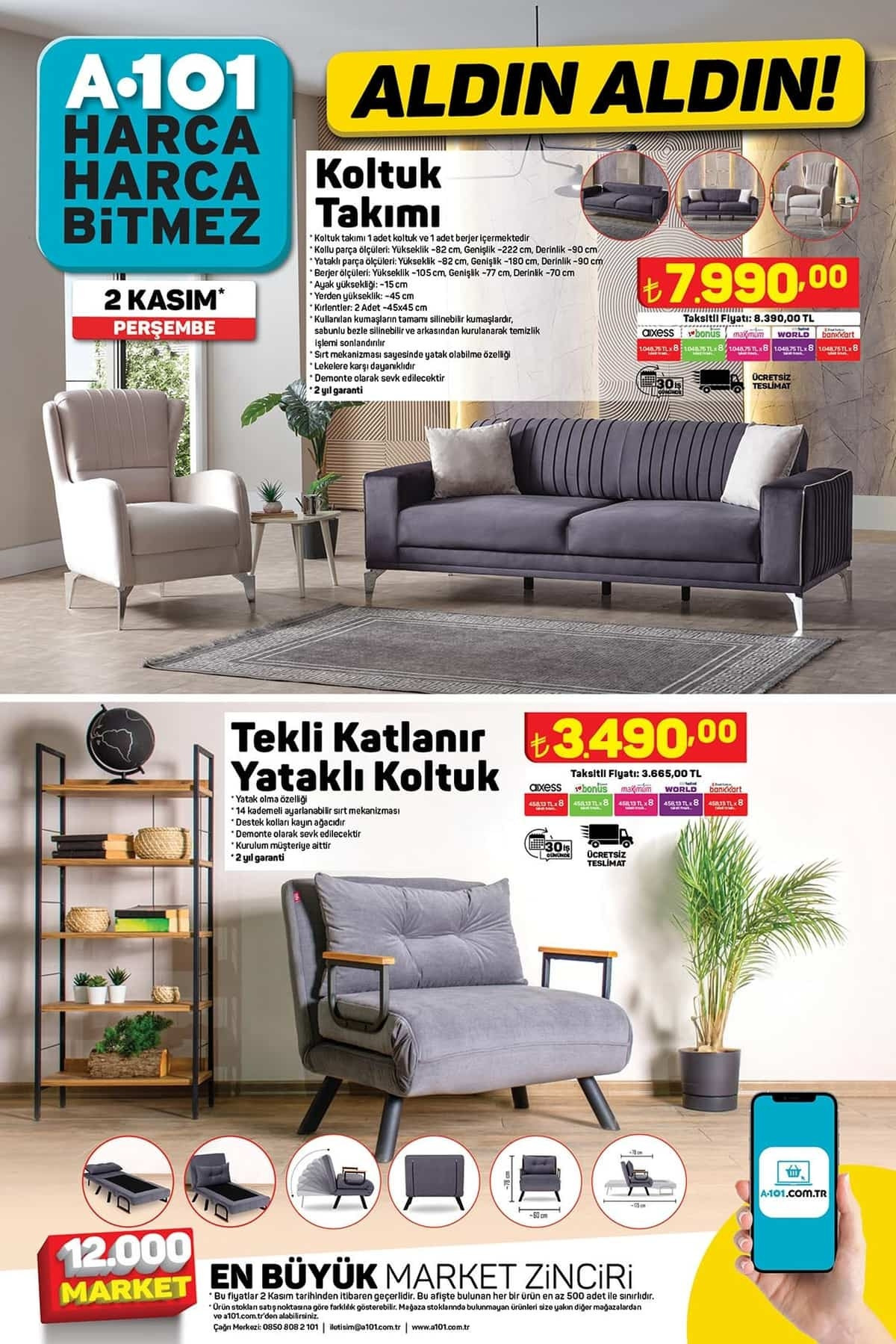 A101 AKTÜEL ÜRÜNLER KATALOĞU 2-8 Kasım 2023 yayında | Bu hafta A101 markette neler var A101’de bugün koltuk takımı, televizyon çeşitleri, tencere ürünleri, karyola ve yatak satışta