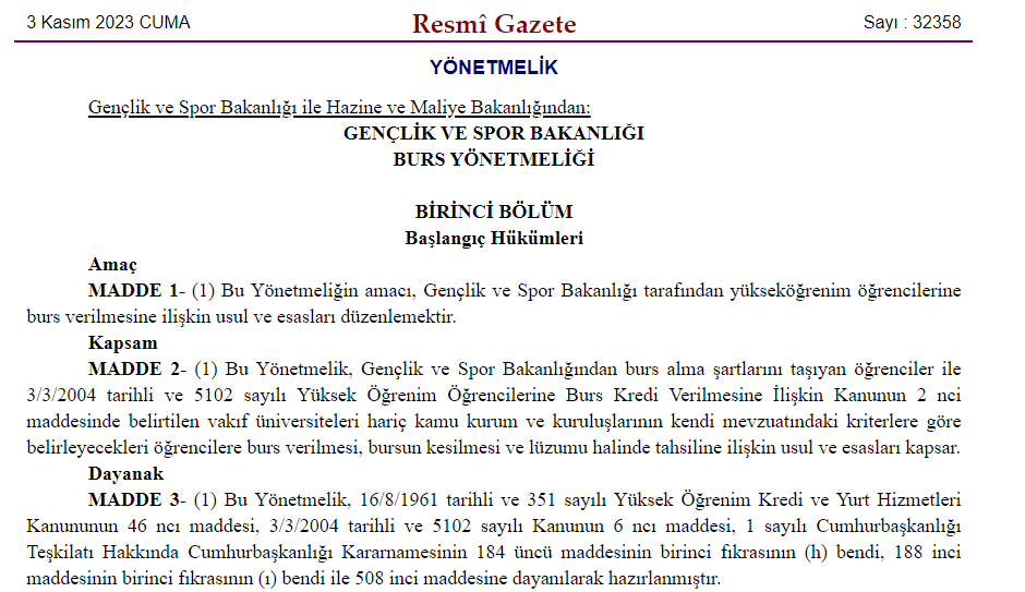 RESMİ GAZETE KARARLARI 3 KASIM 2023