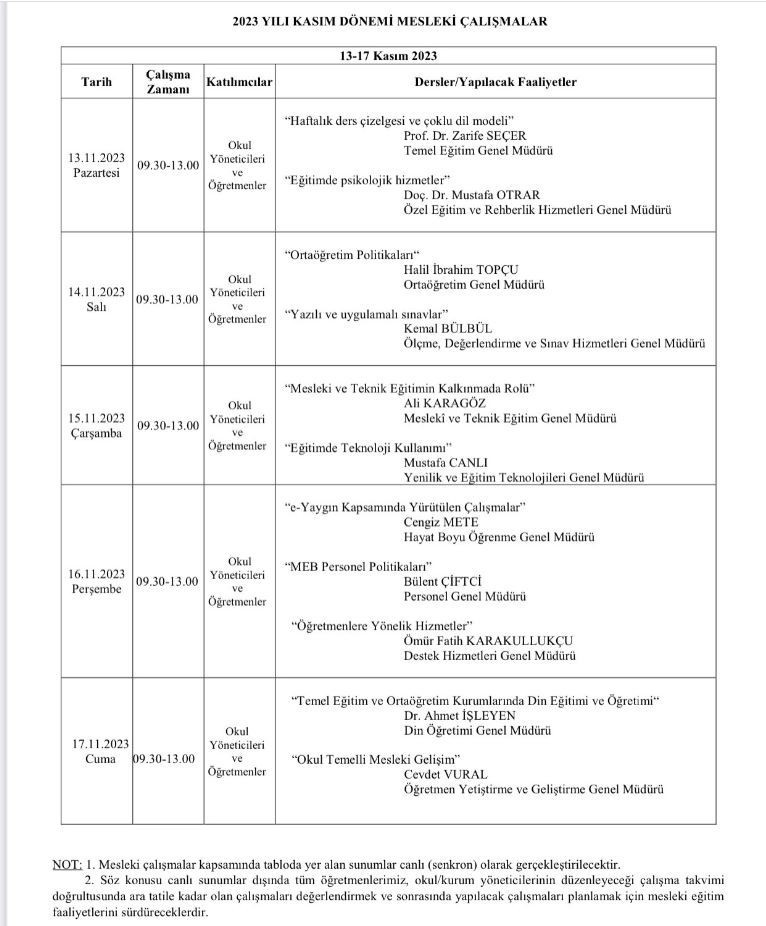 MEB ÖĞRETMEN SEMİNERİ PROGRAMI BELLİ OLDU