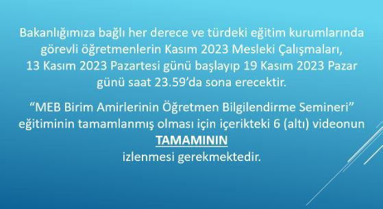 MEBDEN ÖĞRETMEN SEMİNERİ AÇIKLAMASI