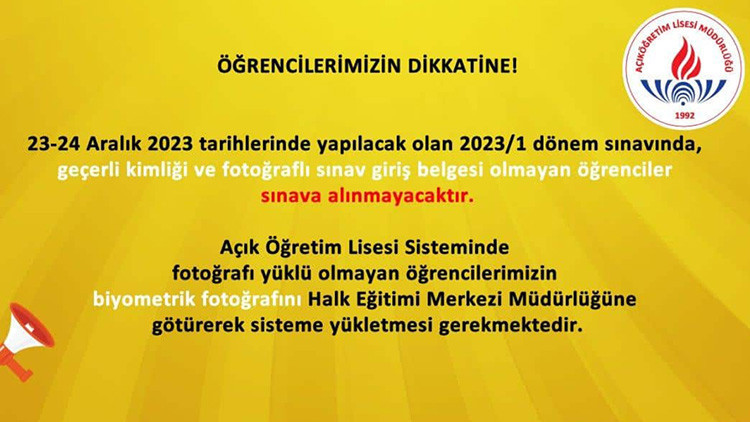 BUNU YAPMAYAN ÖĞRENCİLER SINAVA GİREMEYECEK