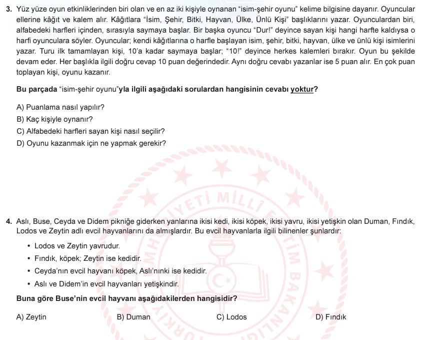 LGS ÖRNEK SORULAR 2024 YAYIMLANDI LGS ÖRNEK SORULAR 2024 YAYIMLANDI