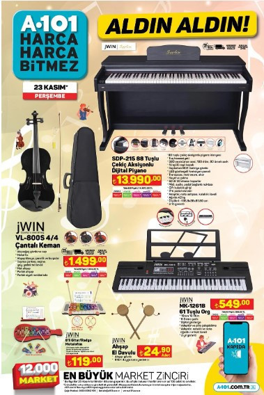 SATIŞTA A101 23 Kasım 2023 aktüel kataloğu || A101de bu hafta Vergisiz Cep Telefonu Modelleri, L Koltuk, Masa Takımı, Piyano, Gitar A101 online ve mağazalarda... SATIŞTA A101 23 Kasım 2023 aktüel kataloğu || A101de bu hafta Vergisiz Cep Telefonu Modelleri, L Koltuk, Masa Takımı, Piyano, Gitar A101 online ve mağazalarda...