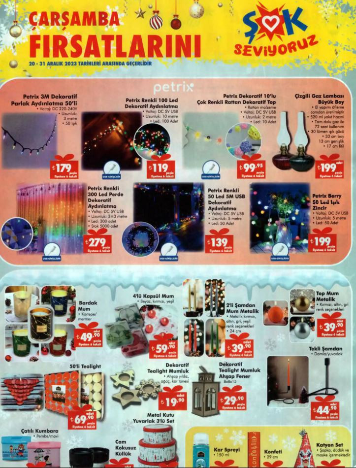 ŞOK Aktüel Ürünler Kataloğu 20 Aralık Çarşamba: Yeni katalog satışa sunuluyor Yılbaşı temalı ürünler ŞOK market raflarında