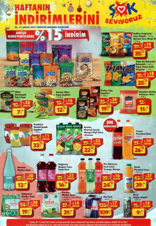 ŞOK Aktüel Ürünler Kataloğu 20 Aralık Çarşamba: Yeni katalog satışa sunuluyor Yılbaşı temalı ürünler ŞOK market raflarında