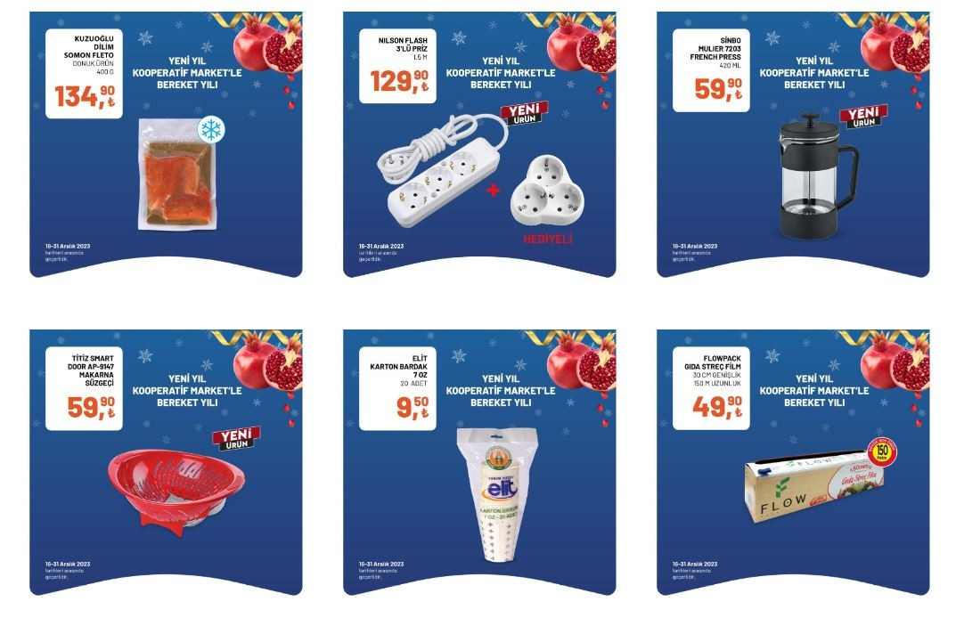Tarım Kredi marketleri 19-31 Aralık indirimli ürünler listesi Tarım Kredi Kataloğu’nda şarküteri, temizlik ürünleri, kahvaltılık malzemeler, içecek çeşitleri satışa çıkıyor