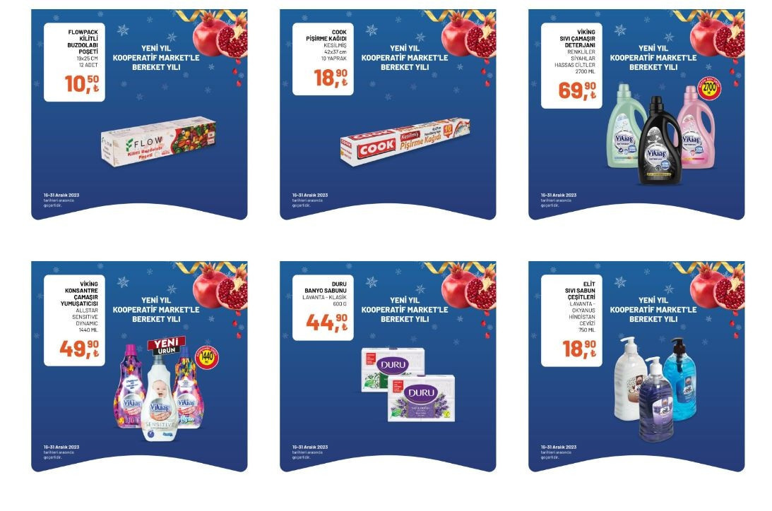 Tarım Kredi marketleri 19-31 Aralık indirimli ürünler listesi Tarım Kredi Kataloğu’nda şarküteri, temizlik ürünleri, kahvaltılık malzemeler, içecek çeşitleri satışa çıkıyor