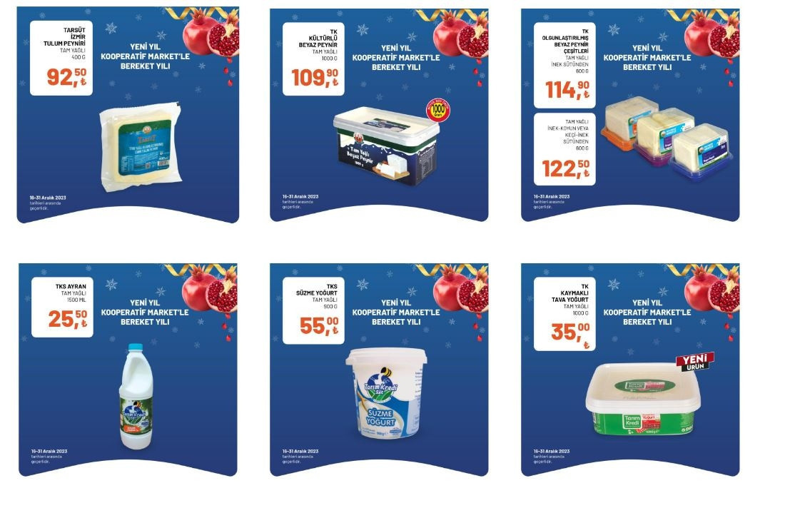 Tarım Kredi marketleri 19-31 Aralık indirimli ürünler listesi Tarım Kredi Kataloğu’nda şarküteri, temizlik ürünleri, kahvaltılık malzemeler, içecek çeşitleri satışa çıkıyor