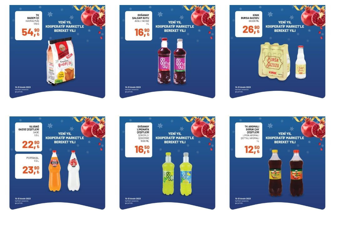 Tarım Kredi marketleri 19-31 Aralık indirimli ürünler listesi Tarım Kredi Kataloğu’nda şarküteri, temizlik ürünleri, kahvaltılık malzemeler, içecek çeşitleri satışa çıkıyor