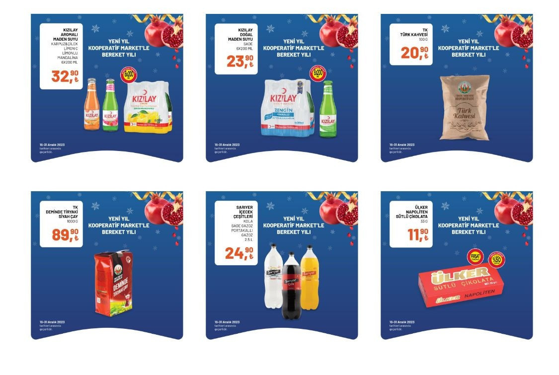Tarım Kredi marketleri 19-31 Aralık indirimli ürünler listesi Tarım Kredi Kataloğu’nda şarküteri, temizlik ürünleri, kahvaltılık malzemeler, içecek çeşitleri satışa çıkıyor