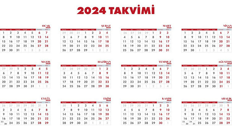 1 OCAK 2024 HANGİ GÜN