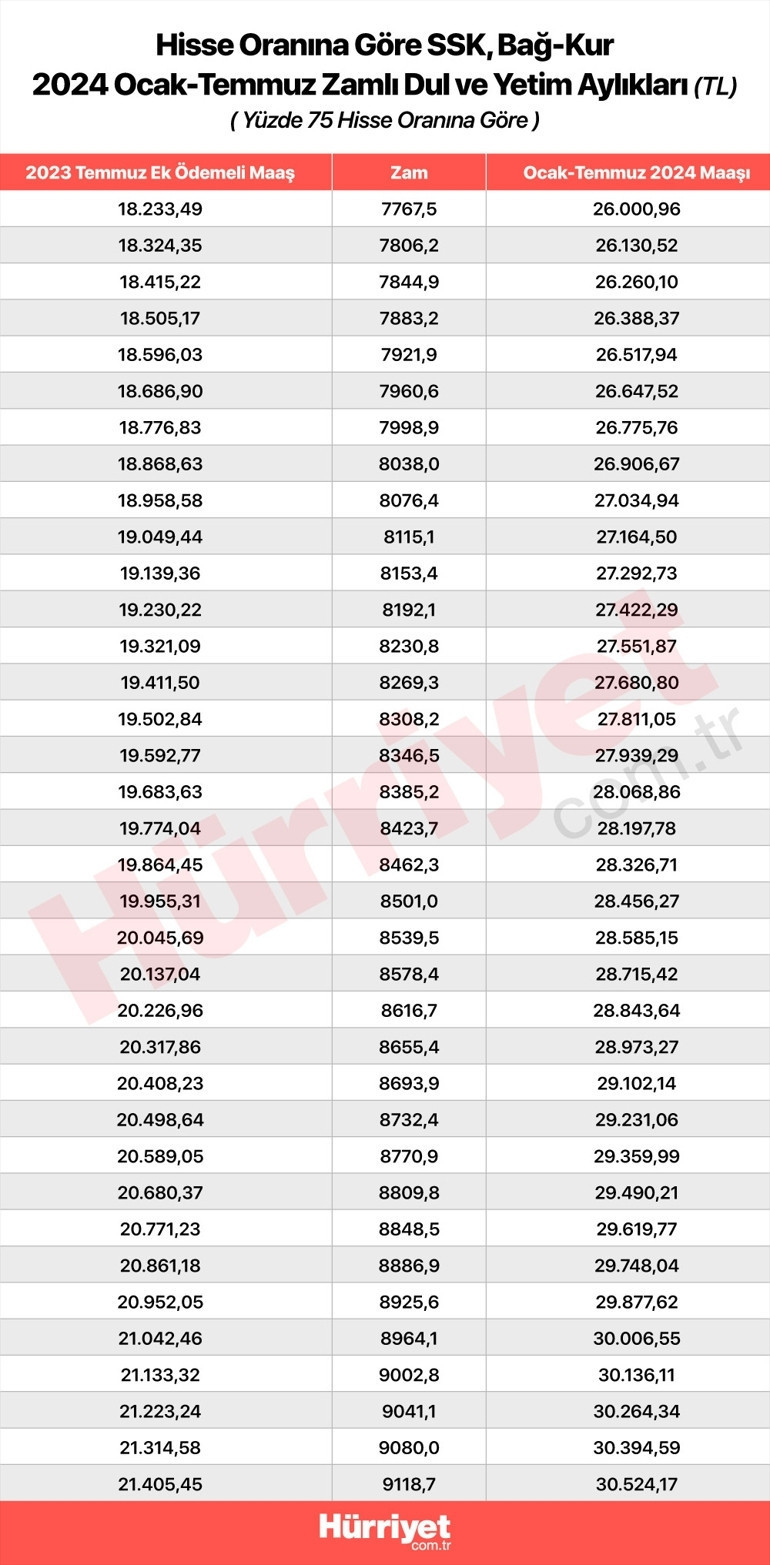2024 ocak dul ve yetim maaşı ne kadar oldu, yüzde kaç zam yapıldı İşte, yeni dul ve yetim maaşları ve konu hakkında ayrıntılı bilgiler...