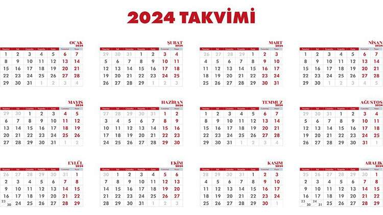 2024 RESMİ TATİLLER