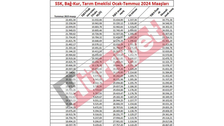 EMEKLİ MAAŞ ZAMMI 2024 HESAPLAMA TABLOSU (YENİ MAAŞLAR) |  TBMMde kabul edildi 7.500 TL alan emekli maaşı ne kadara çıktı Yüzde 49,25lik zamla SSK, Bağkur emekli maaşları ne kadar oldu  İşte kalem kalem yeni emekli maaşları