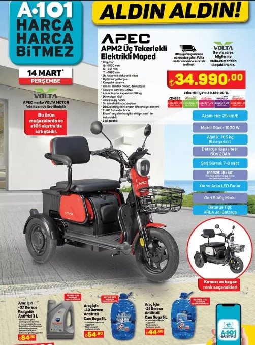 A101 14 MART 2024 KATALOĞU SATIŞTA A101de bu hafta neler var A101 4.00 Çekme Karavan, Elektrikli Moped getiriyor...