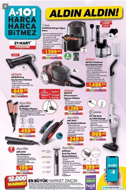 A101 AKTÜEL 21 MART 2024 KATALOĞU SATIŞTA 🛒📌|| A101de bu hafta neler var Elektrikli Araç, Airfryer Yağsız Fritöz, Su Dalgası Maşası, Dik Süpürge A101de...