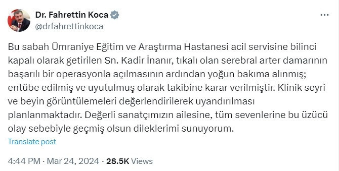 SAĞLIK BAKANI AÇIKLADI