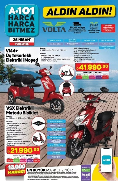SATIŞA ÇIKTI A101 AKTÜEL 25 NİSAN 2024 KATALOĞU - İNDİRİMLİ ÜRÜNLER 🛒📌|| A101de bu hafta neler var Tiny House, Üç Tekerlekli Elektrikli Moped A101de...
