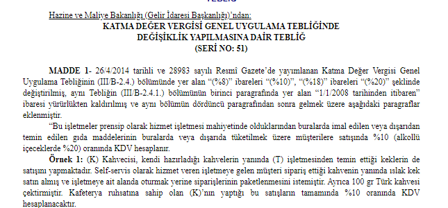 LOKANTA VE KAFELERDE KDV ORANLARI DEĞİŞTİ