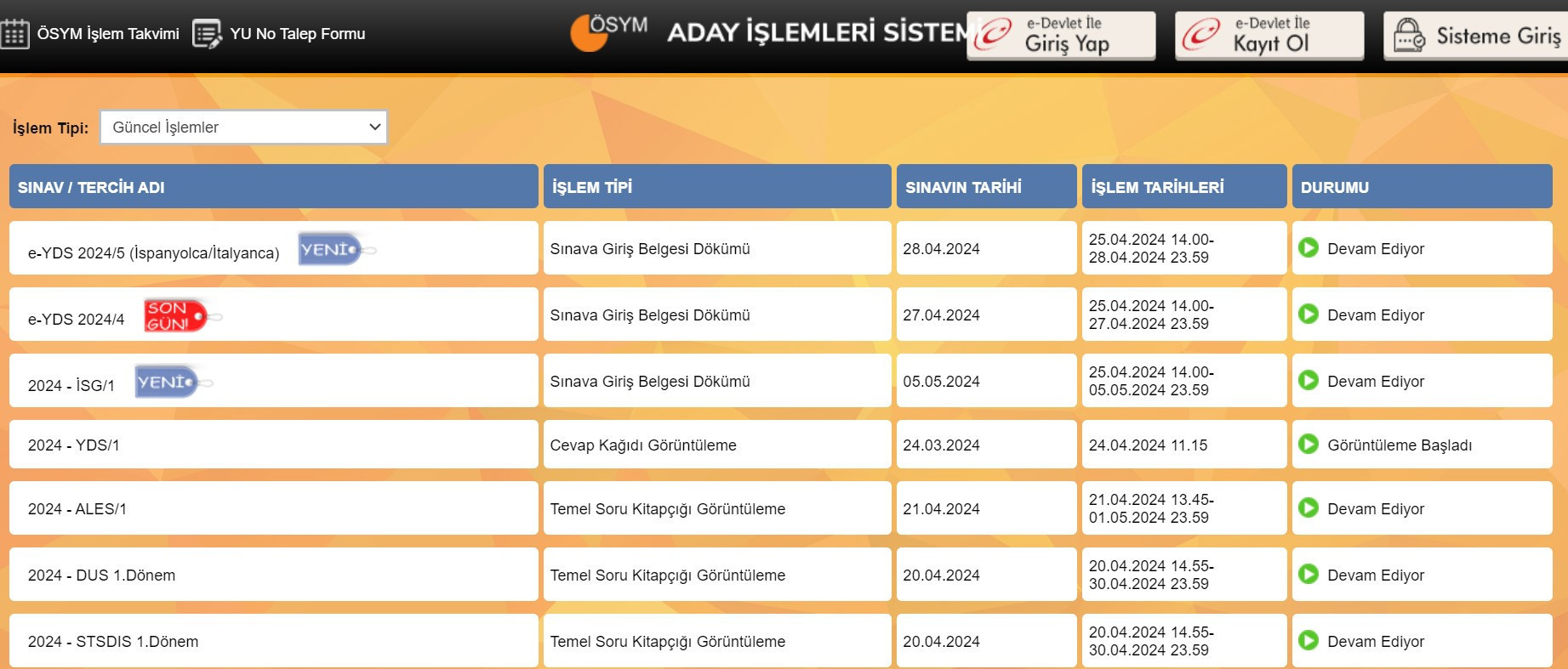 EKPSS SINAV CEVAP ANAHTARI EKRANI