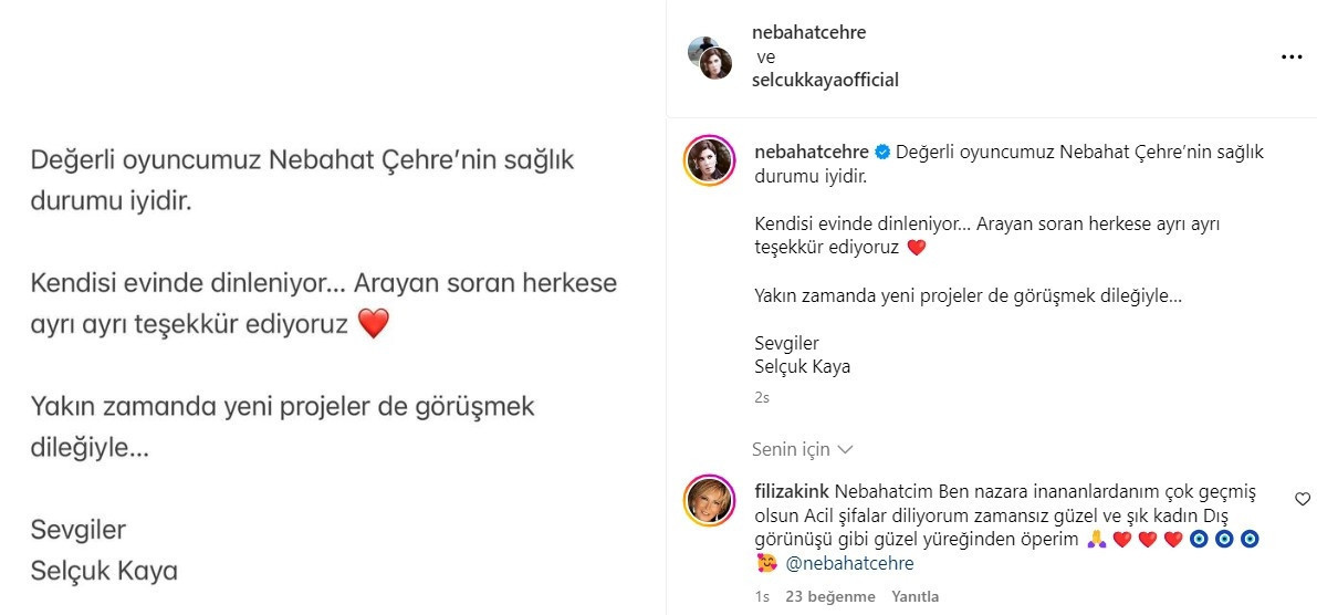 NEBAHAT ÇEHRE SAĞLIK DURUMU NASIL
