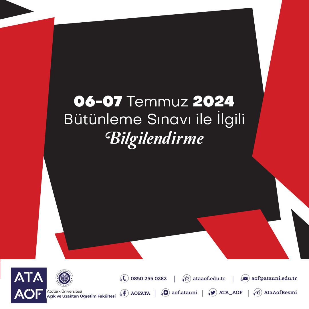ATA AÖF BÜTÜNLEME SINAV TARİHİ VE OTURUM SAATİ 2024 (BAHAR DÖNEMİ) || Atatürk Üniversitesi ATA AÖF bütünleme sınavı ne zaman 2024, saat kaçta