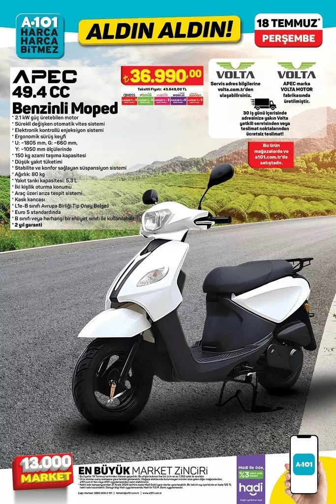 18 Temmuz A101 kataloğu 2024 - İNDİRİMLİ ÜRÜNLER- ||  A101de bu hafta neler var A101 Benzinli Moped getiriyor....