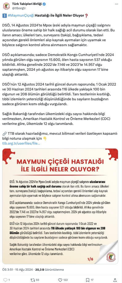 MAYMUN ÇİÇEĞİ PANDEMİSİ OLUR MU MAYMUN ÇİÇEĞİ PANDEMİSİ OLUR MU