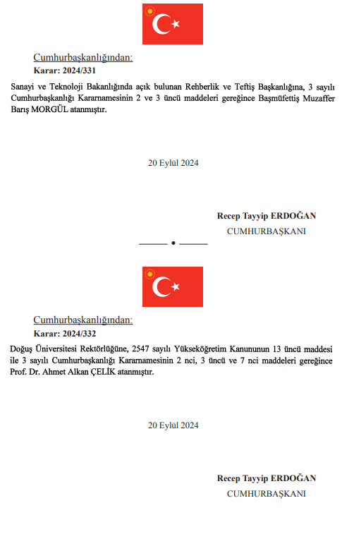 REKTÖR ATAMALARI RESMİ GAZETEDE