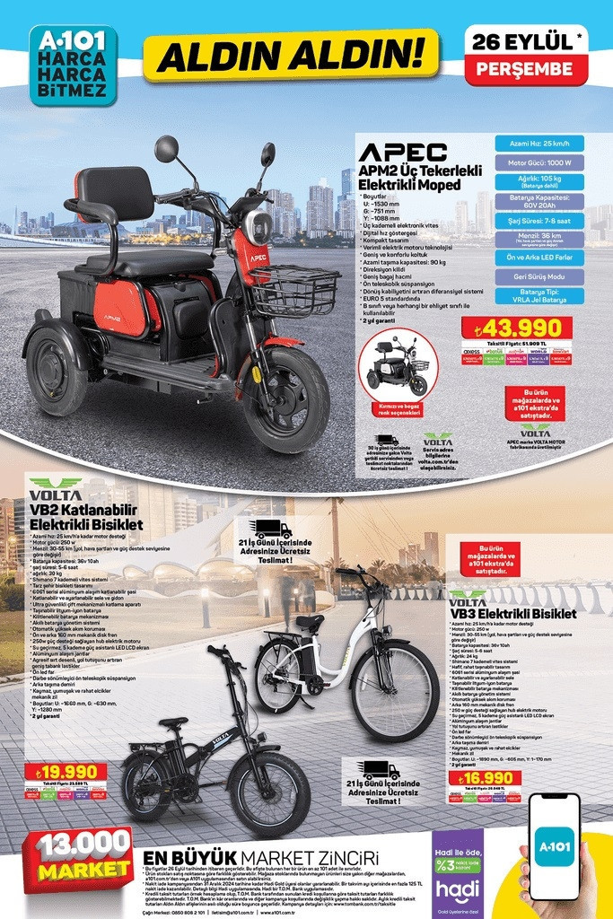 A101 26 EYLÜL 2024 KATALOĞU- İNDİRİMLİ ÜRÜNLER || A101de bu hafta neler var A101 Tiny Hose, Elektrikli Moped Getiriyor