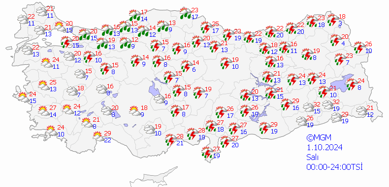 1 EKİM SALI HAVA NASIL OLACAK