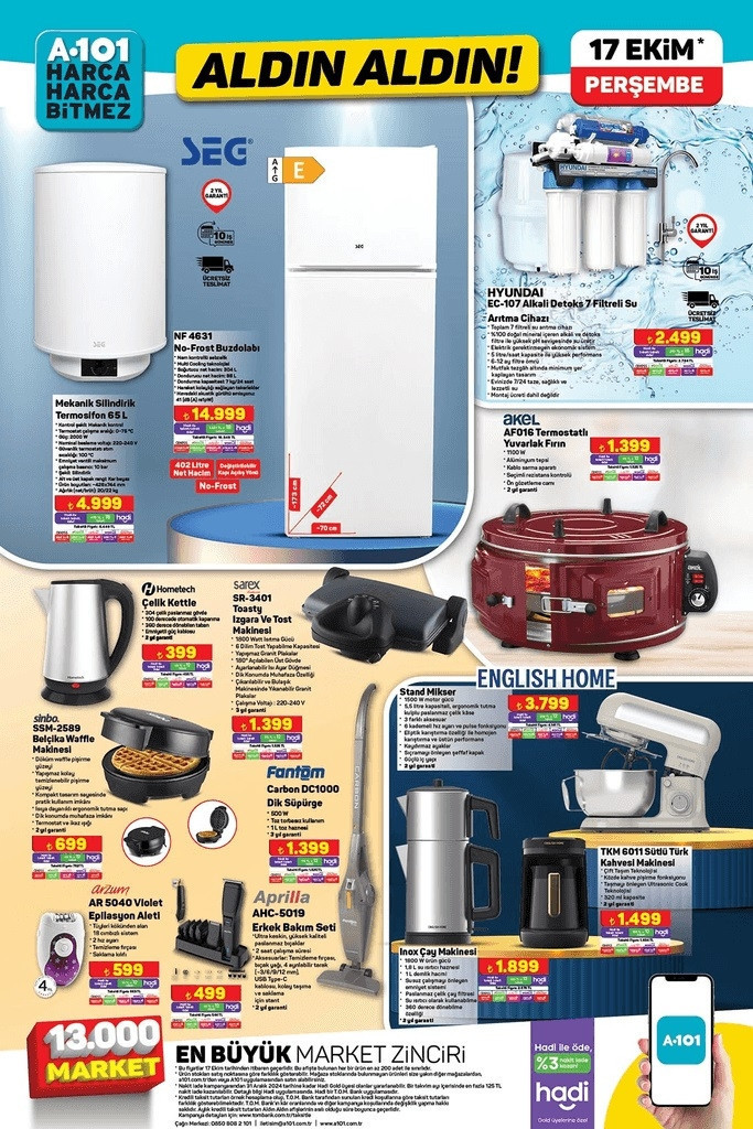 BUGÜN SATIŞTA A101 17 EKİM 2024 KATALOĞU || A101de bu hafta neler var A101 aktüel 150 CC Maxi Scooter, Belçika Waffle Makinesi getiriyor...