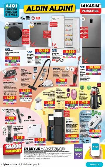 BUGÜN SATIŞTA A101 ALDIN ALDIN KATALOĞU VE FİYAT LİSTESİ 14 KASIM 2024 || A101de bu hafta neler var, Perşembe günü aktüel ürünleri neler Buharlı temizleyici, su sebili, pencere temizleme robotu A101de