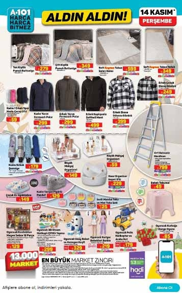 BUGÜN SATIŞTA A101 ALDIN ALDIN KATALOĞU VE FİYAT LİSTESİ 14 KASIM 2024 || A101de bu hafta neler var, Perşembe günü aktüel ürünleri neler Buharlı temizleyici, su sebili, pencere temizleme robotu A101de