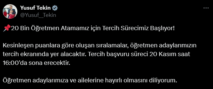 SÜREÇ BAŞLADI