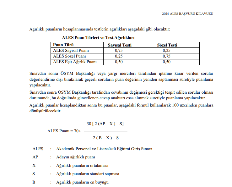 ALES SINAV PUANI NASIL HESAPLANIR