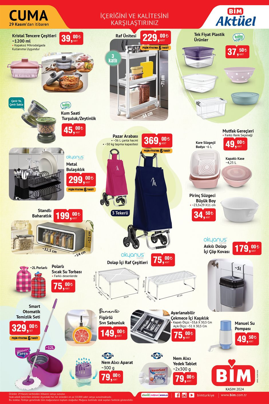 RAFLARDA BİM AKTÜEL 29 KASIM 2024 KATALOĞU- İNDİRİMLİ ÜRÜNLER || Bimde bu hafta cuma neler var Bim katalog Dik Durabilen Süpürge satışa sunuldu
