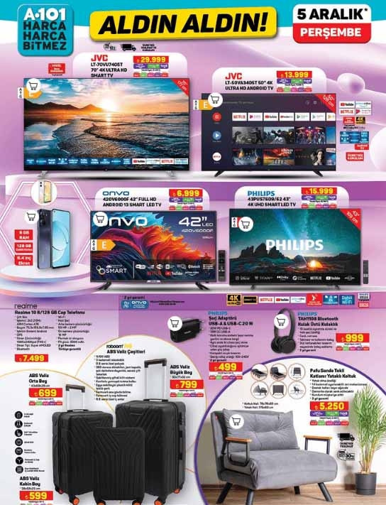 SATIŞTA A101 ALDIN ALDIN KATALOĞU VE FİYAT LİSTESİ 5 ARALIK ||  A101de bu hafta neler var, hangi ürünler indirimli Yılbaşı ağacı ve süsleri, portatif buharlı ütü, katı meyve sıkacağı A101de