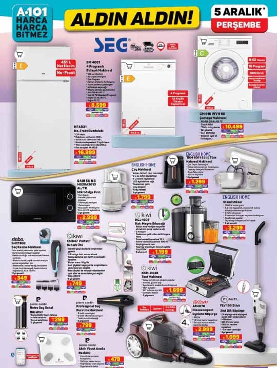 SATIŞTA A101 ALDIN ALDIN KATALOĞU VE FİYAT LİSTESİ 5 ARALIK ||  A101de bu hafta neler var, hangi ürünler indirimli Yılbaşı ağacı ve süsleri, portatif buharlı ütü, katı meyve sıkacağı A101de