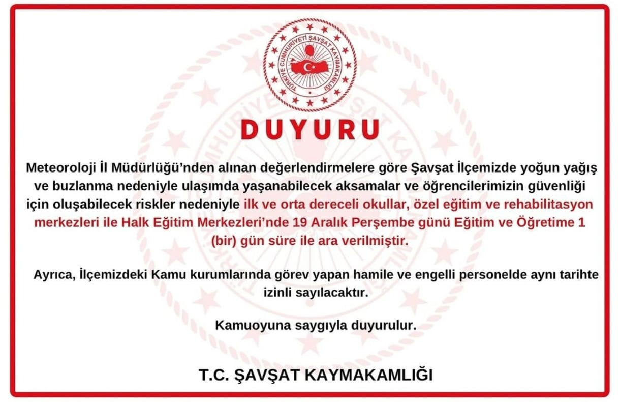 ARTVİN ŞAVŞATTA EĞİTİM ÖĞRETİME ARA