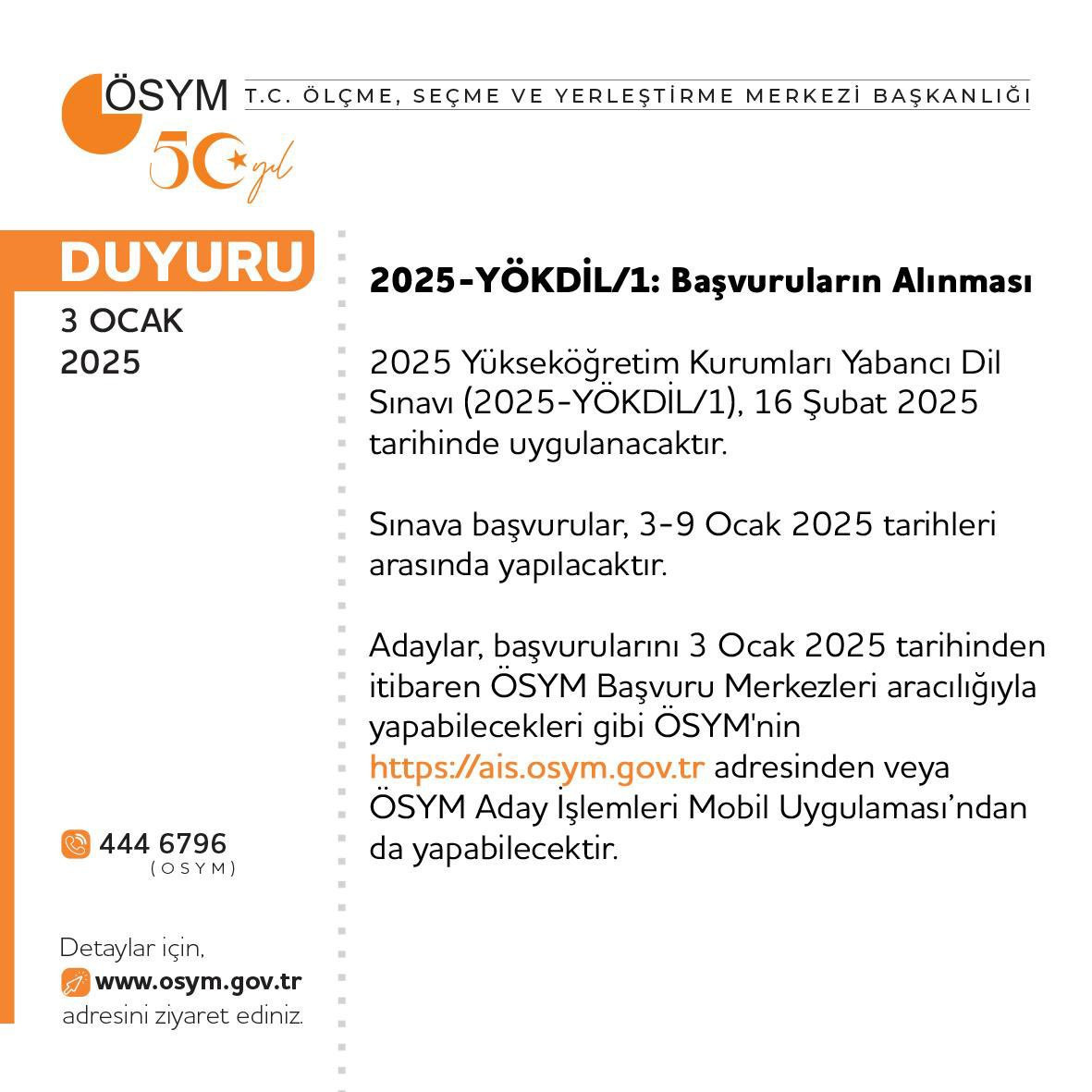 YÖKDİL BAŞVURU 2025 NE ZAMAN YAPILACAK