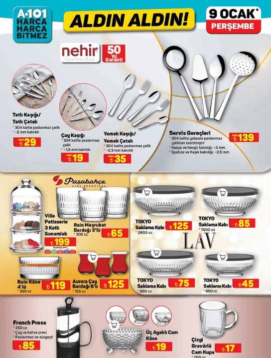 A101 BU PERŞEMBE İNDİRİMLİ FİYAT LİSTESİ