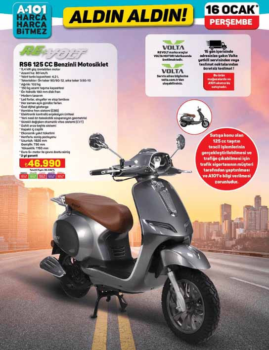 A101de benzinli motosiklet satışa çıkıyor A101 16 Ocak aktüel ürünler kataloğu yayınlandı